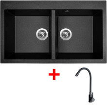 Sinks AMANDA 860 DUO Metalblack + ELASTA černá matná 